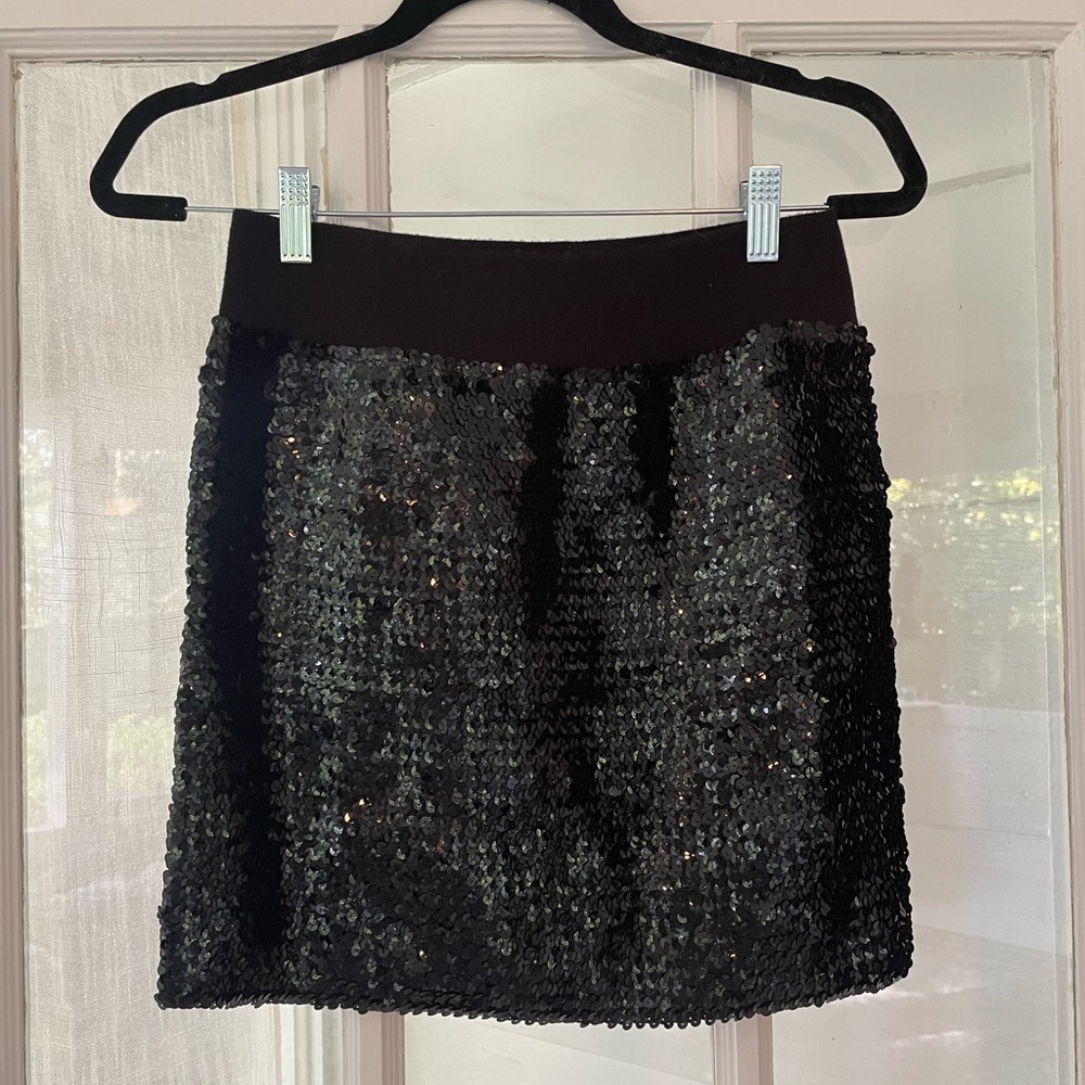 Lily White Black Sequin Mini Skirt